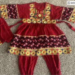 Traditional Red and Gold Kids Costume